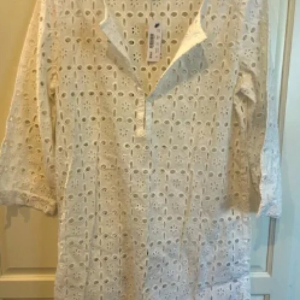 NWT J Crew white eyelet cover up XS